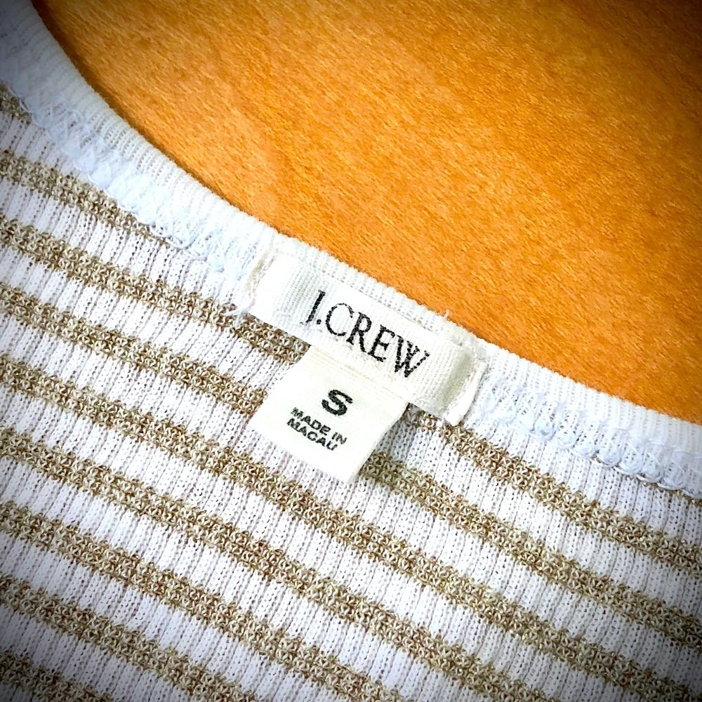 🛍2/$20🛍 J. Crew White & Gold Metallic Stripe Tank